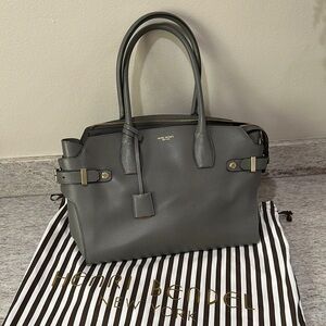 Henri Bendel Gray Satchel Shoulder Bag Leather Laptop Lg - Excellent Condition